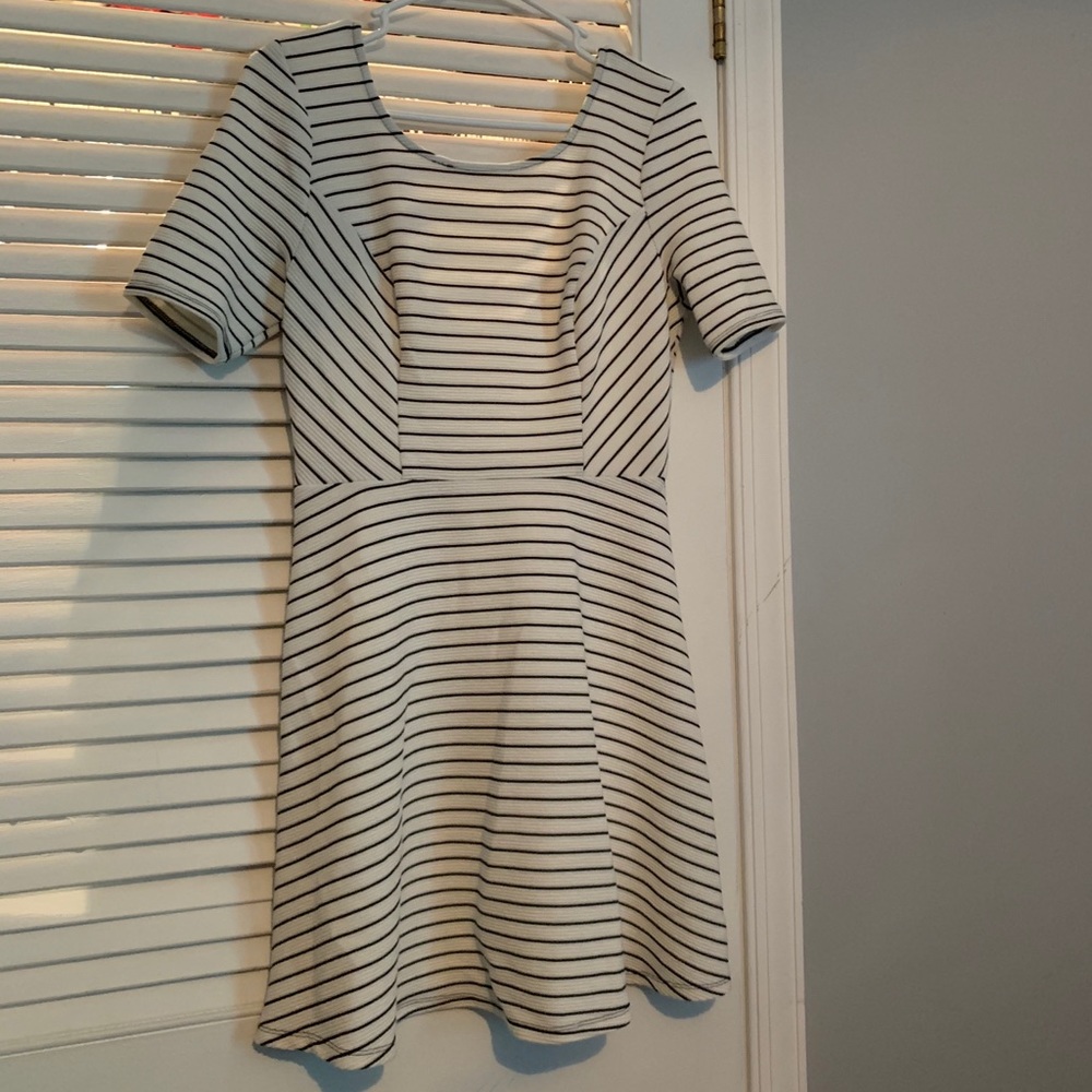 Black and white striped dress